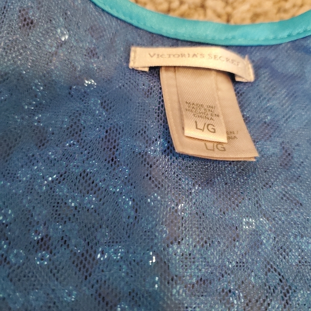 Victoria's Secret Blue Sparkle Sequin Babydoll Size Large - Picture 3 of 10